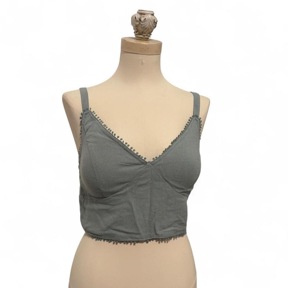 Hustle n holla sage Green Smocked Crop Top